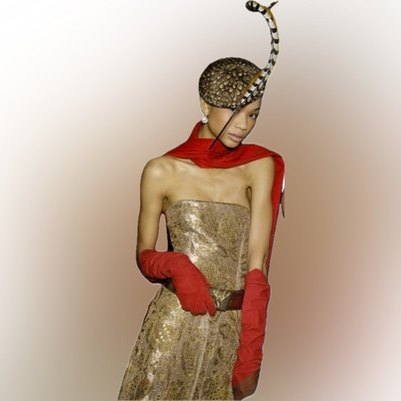 Ralph Lauren Collection Fall 2008 Scarlet Red Cashmere Bullion Crest Scarf - Picture 15 of 16